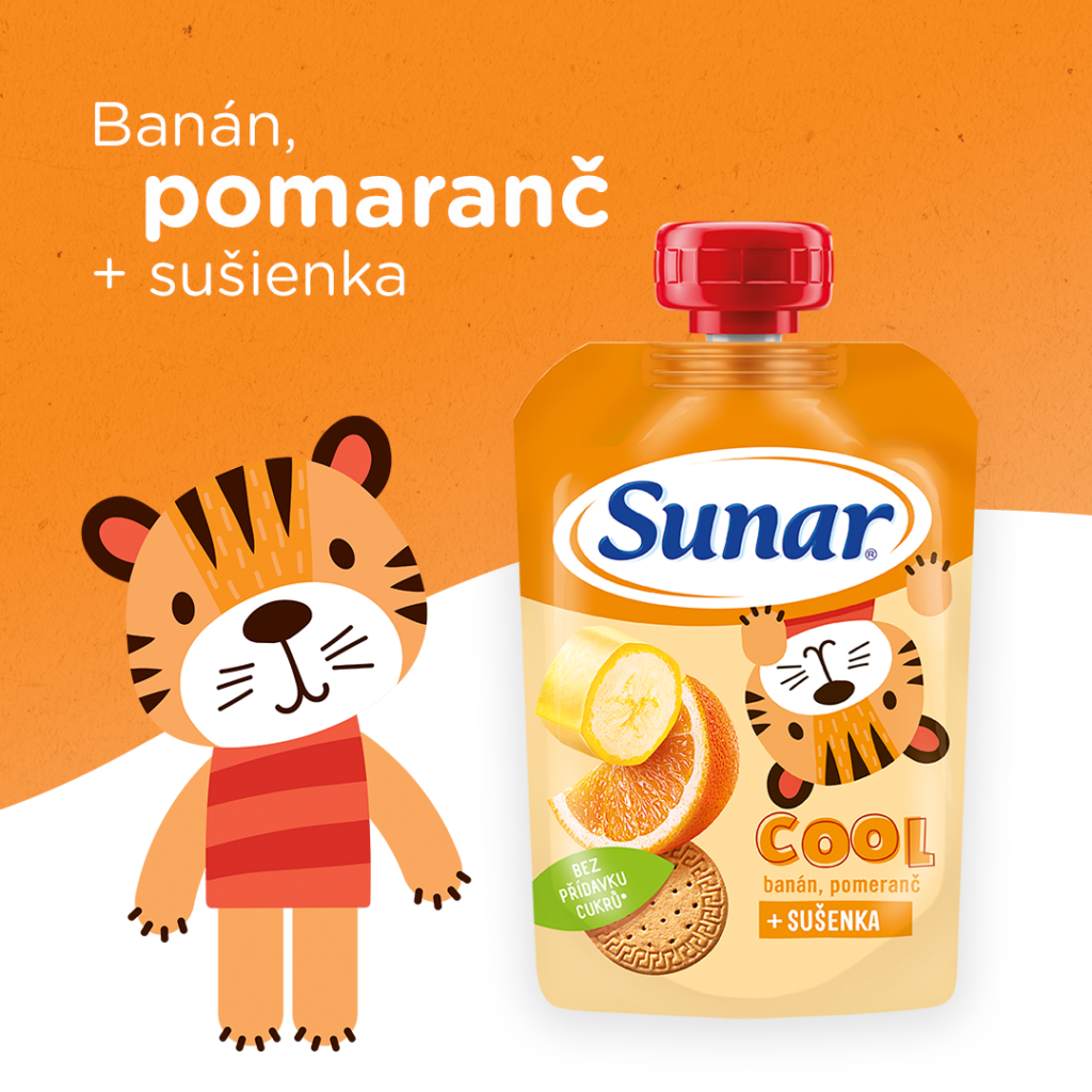 Sunar Cool kapsička pomaranč, banán, sušienka od 12. mesiaca veku - 110g