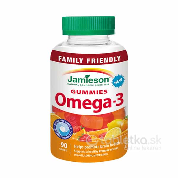 E-shop Jamieson Omega-3 želatínové pastilky, mix ovocných príchutí 90ks