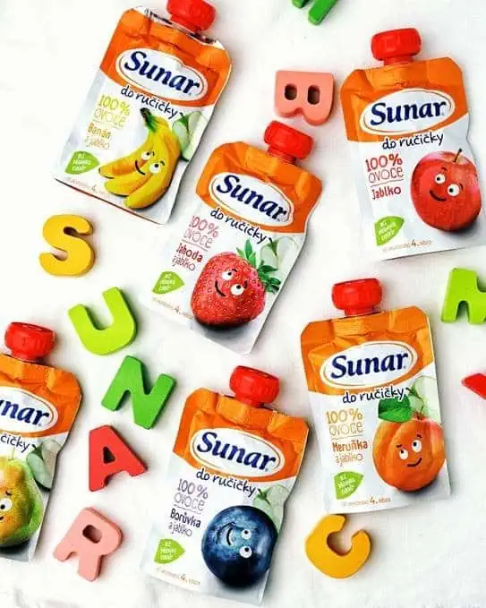 Ovocné príkrmy Sunar Do ručičky vyrobené zo 100% ovocia