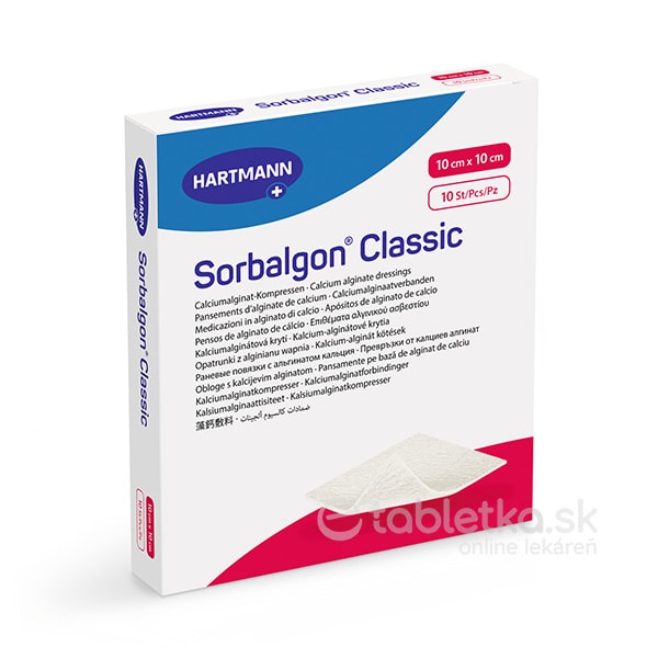 E-shop Sorbalgon Classic krytie kalciumalginátové 5x5cm 10ks