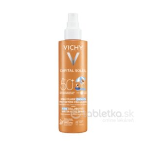 VICHY Capital Soleil sprej pre deti SPF50+ 200ml je slnečný sprej s pumpičkou určený na ochranu detskej pokožky pred slnkom.