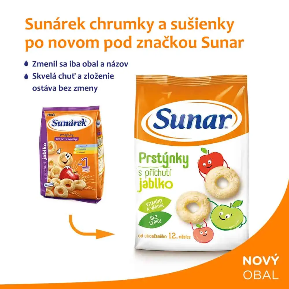 Sunar Detský snack Prstienky s príchuťou jablko 50g