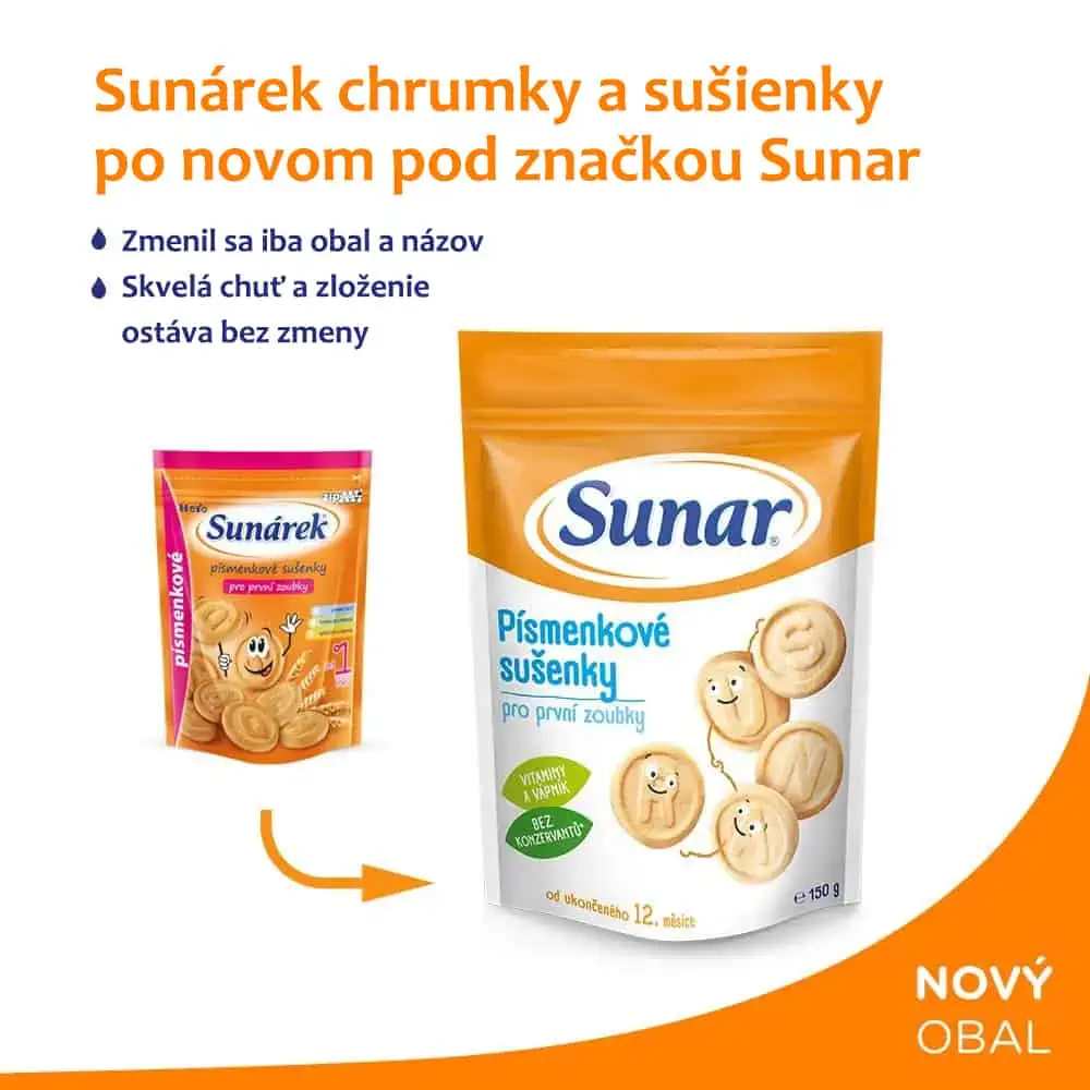 Sunar Písmenkové sušienky pre prvé zúbky 150g