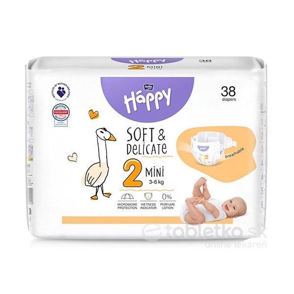 Bella Happy Soft&Delicate 2 Mini detské plienky (3-6kg) 38ks