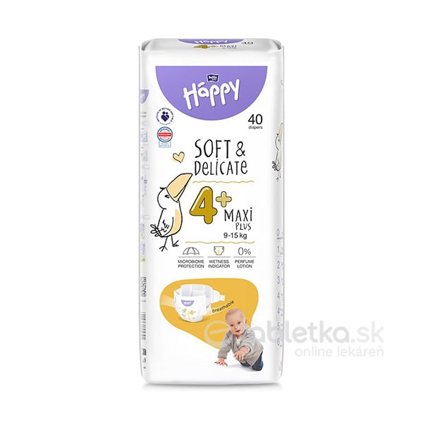 E-shop Bella Happy Soft&Delicate 4+ Maxi Plus detské plienky (9-15kg) 40ks