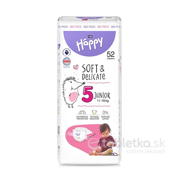 E-shop Bella Happy Soft&Delicate 5 Junior detské plienky (11-18kg) 52ks