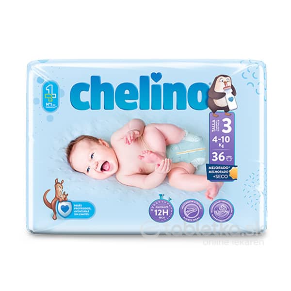 Chelino T3 detské plienky s dermo ochranou 36ks, 4-10kg