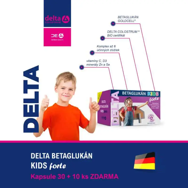 DELTA BETAGLUKÁN KIDS forte kapsuly s komplexom až účinných zložiek