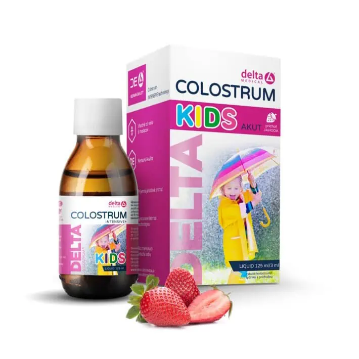 DELTA COLOSTRUM KIDS Jahoda tekuté kolostrum pre deti s príchuťou jahody