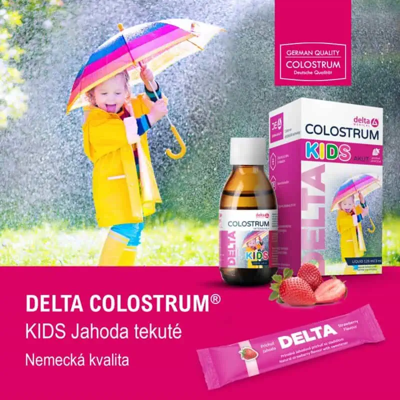 DELTA COLOSTRUM KIDS Jahoda tekuté kolostrum s nemeckým pôvodom a kvalitou