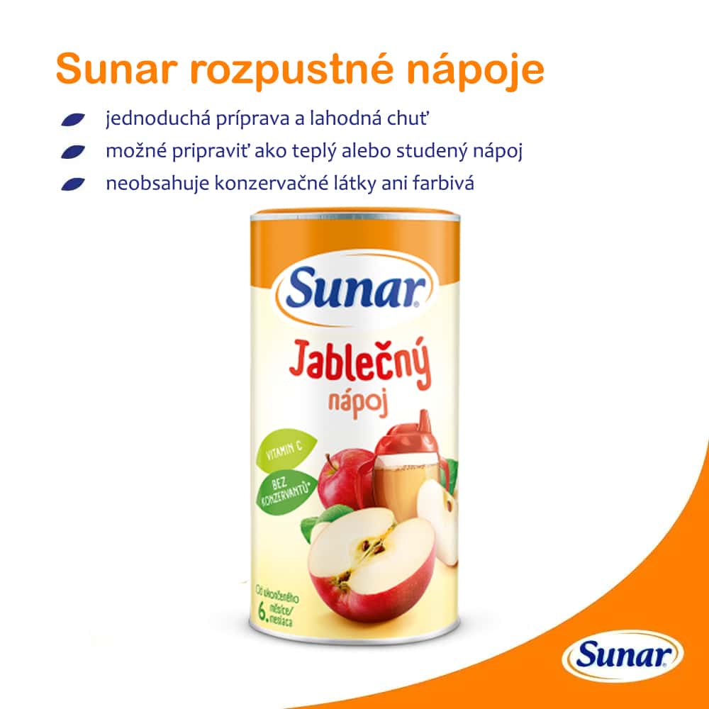 Sunar Rozpustný nápoj Jablkový v prášku 6m+, 200g