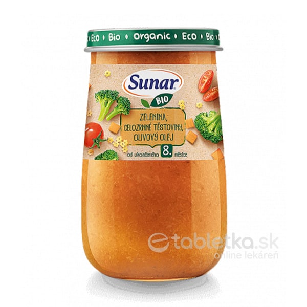 E-shop Sunar BIO príkrm Zelenina, Celozrnné cestoviny 8m+, 190g