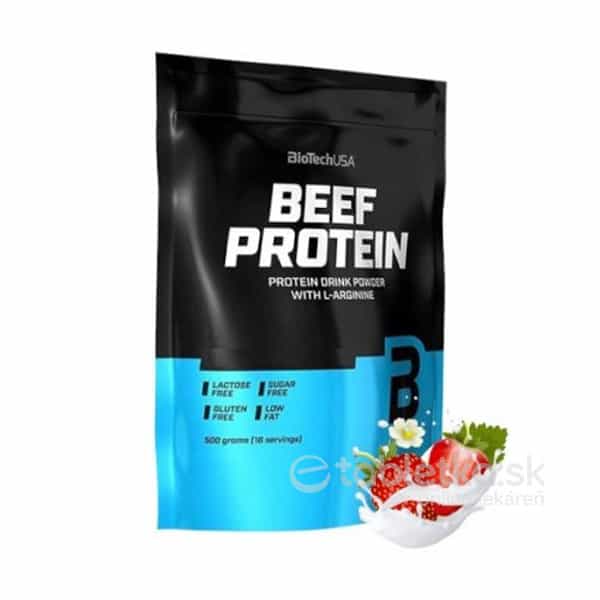 BioTechUSA Beef Protein príchuť jahoda 500g