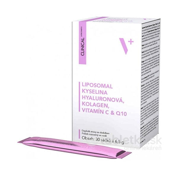 Clinical LIPOSOMAL Kyselina Hyalurónová, Kolagén, Vitamín C & Q10, 30 vrecúšok