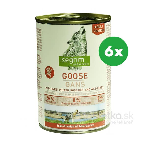 Isegrim Dog Adult Goose+Sweet Potato konzerva pre psy 6x400g