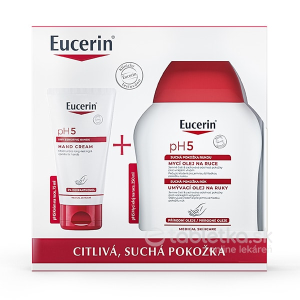 E-shop Eucerin Kazeta pH5 krém na ruky 75ml + umývací olej na ruky 250ml