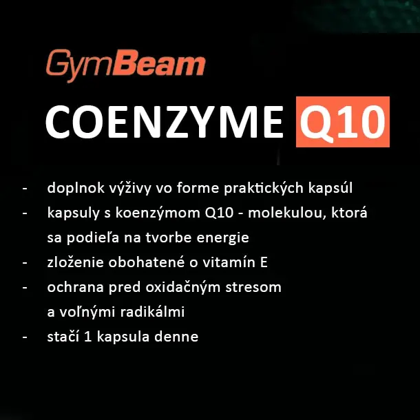 Vlastnosti doplnku GymBeam Koenzým Q10