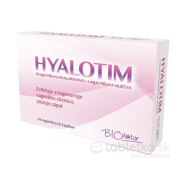 BIOfaktor HYALOTIM vaginálne čapíky s obsahom kyseliny mliečnej a kyseliny hyalurónovej 10ks