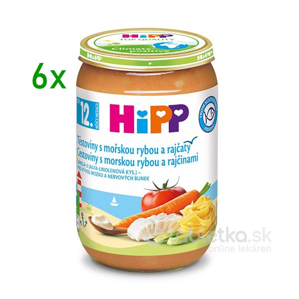 E-shop HiPP Príkrm Jemné cestoviny, morská ryba a rajčiny 11+, 6x220g