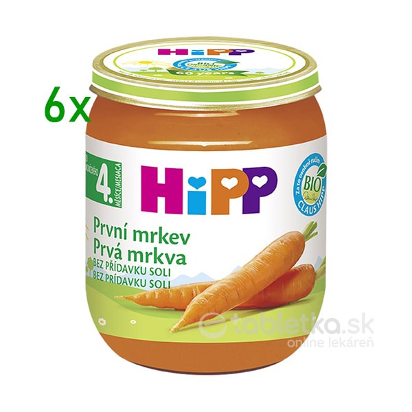 HiPP Príkrm Prvá mrkva zeleninový 4m+, 6x125g