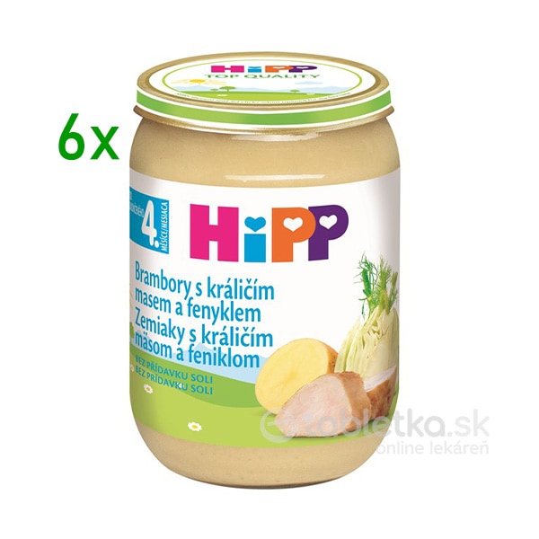 E-shop HiPP Príkrm Zemiaky s králičím mäsom a feniklom 4m+, 6x190g
