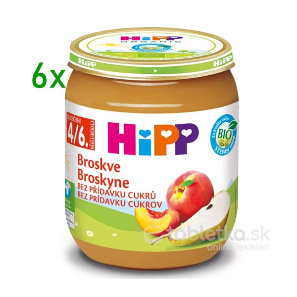 HiPP Príkrm ovocný Broskyne 4m+, 6x125g