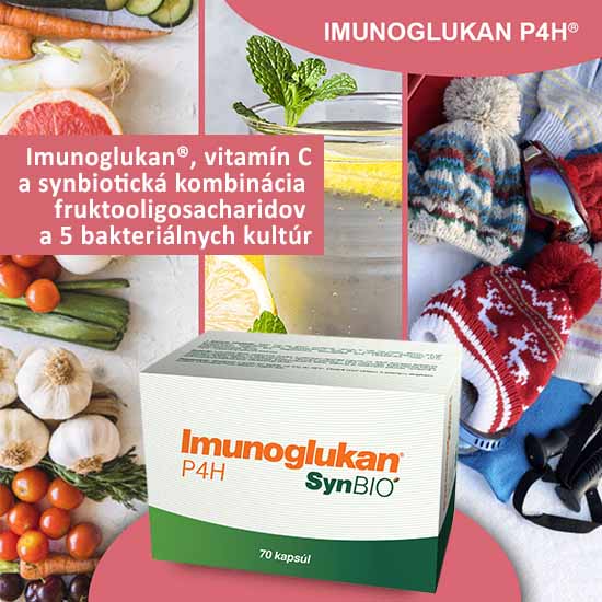 Imunoglukan®, vitamín C, synbiotickú kombináciu fruktooligosacharidov a 5 bakteriálnych kultúr