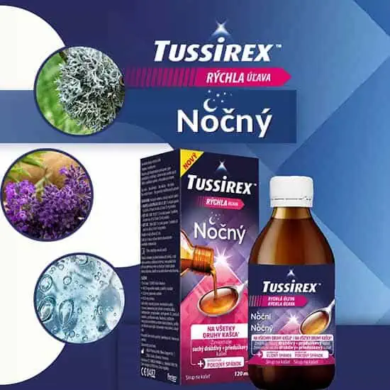 Tussirex nočný sirup s pľuzgierkou, levanduľovým olejom a kyselinou hyalurónovou