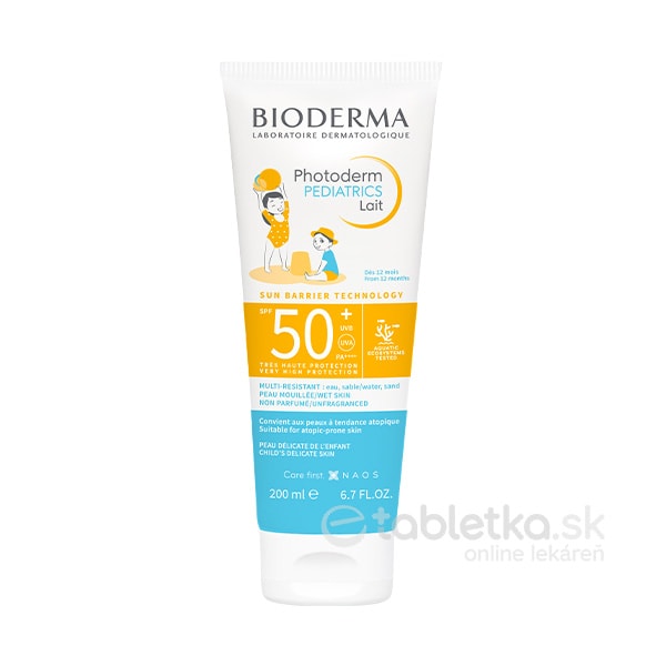 E-shop BIODERMA Photoderm PEDIATRICS Mlieko SPF 50+, na tvár a telo (od 12 mesiacov) 200ml