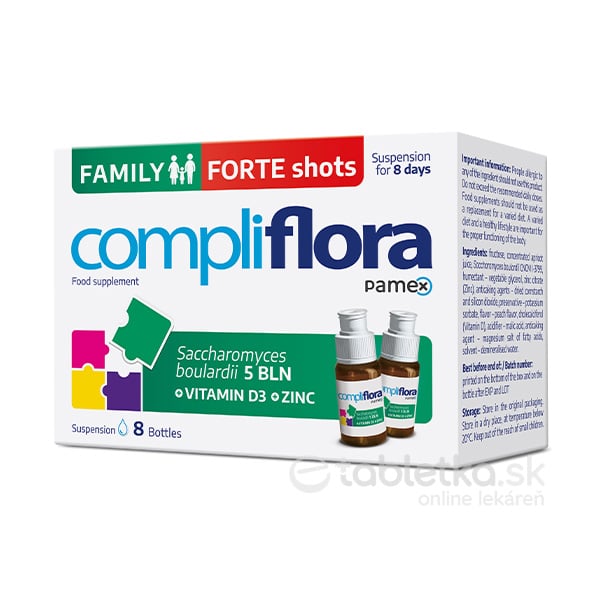 Compliflora Family Forte shots suspenzia vo fľaštičkách, broskyňová príchuť, 8x10ml