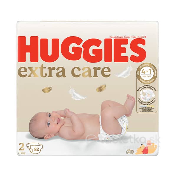 HUGGIES Extra Care 2 plienky 3-6kg 82ks