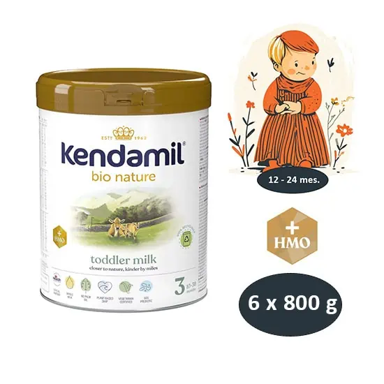 Kendamil BIO Nature 3 batoľacie mlieko 10m+, HMO+, 6x800g