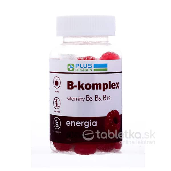 E-shop PLUS LEKÁREŇ B-komplex - vitamíny B3, B6, B12 želé cukríky, malinová príchuť 60ks