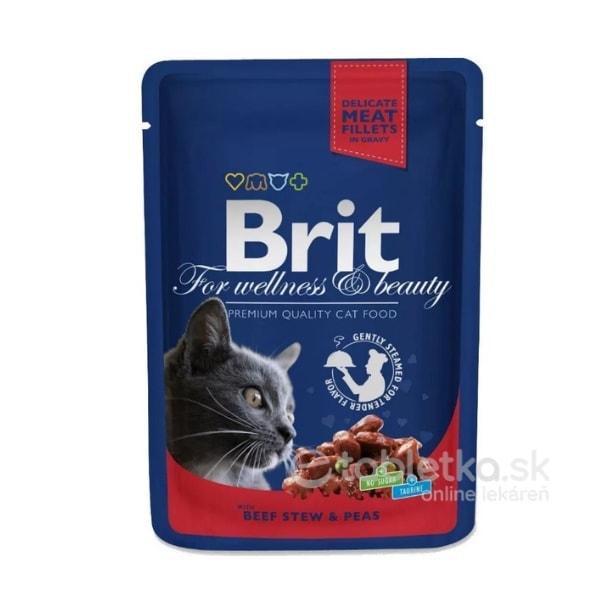 E-shop Brit Premium Cat kapsička Adult Beef Stew and Peas 100g