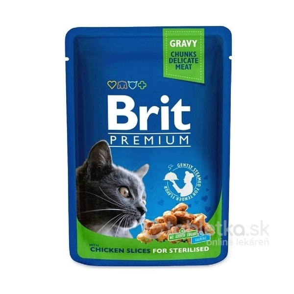 E-shop Brit Premium Cat kapsička Sterilised Chicken Slice 100g