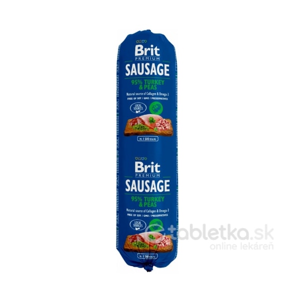 E-shop Brit Premium Dog Turkey & Peas saláma pre psy 800g