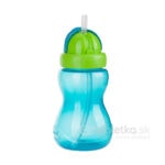 Canpol Babies športová fľaša so silikónovou slamkou 12m+, 270ml modrá