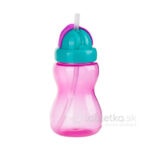 Canpol Babies športová fľaša so silikónovou slamkou 12m+, 270ml rúžová