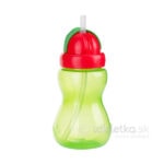Canpol Babies športová fľaša so silikónovou slamkou 12m+, 270ml zelená
