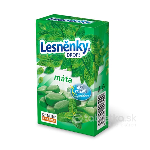 E-shop Dr. Müller Lesněnky Mäta drops, bez cukru so sladidlom 38g