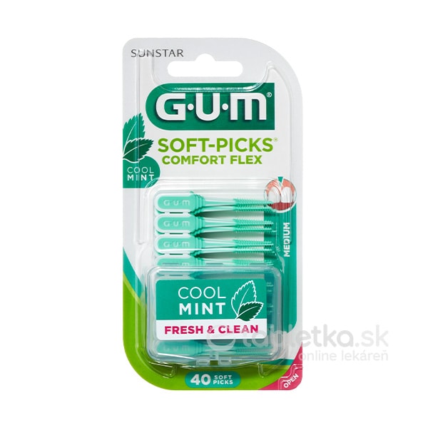 E-shop GUM Soft-Picks Comfort Flex Mint gumové medzizubné kefky, s mätou, Medium 40ks