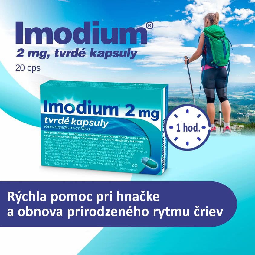 Imodium tvrdé kapsuly - rýchla pomoc pri hnačke a obnova prirodzeného rytmu čriev