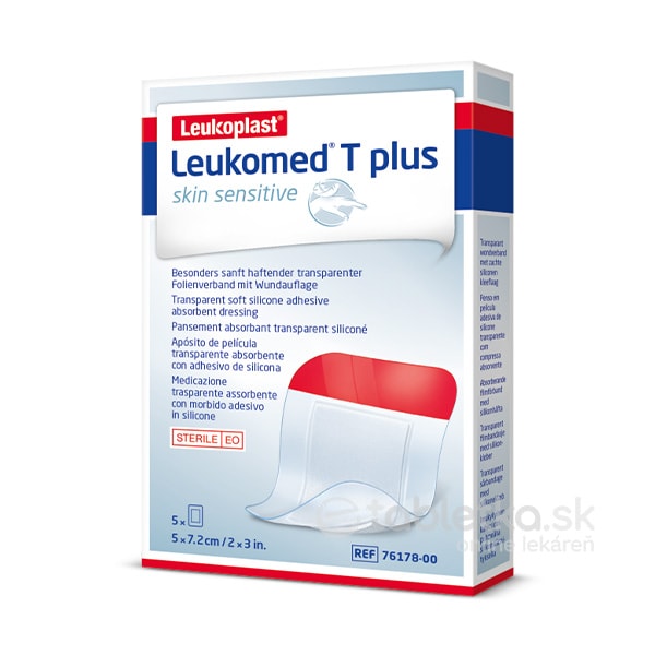 E-shop Leukoplast Leukomed T Plus Skin Sensitive sterilné krytie s vankúšikom 5x7,2cm, 5ks