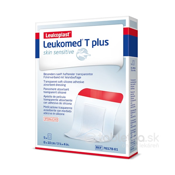 Leukoplast Leukomed T Plus Skin Sensitive sterilné krytie s vankúšikom 8x10cm, 5ks