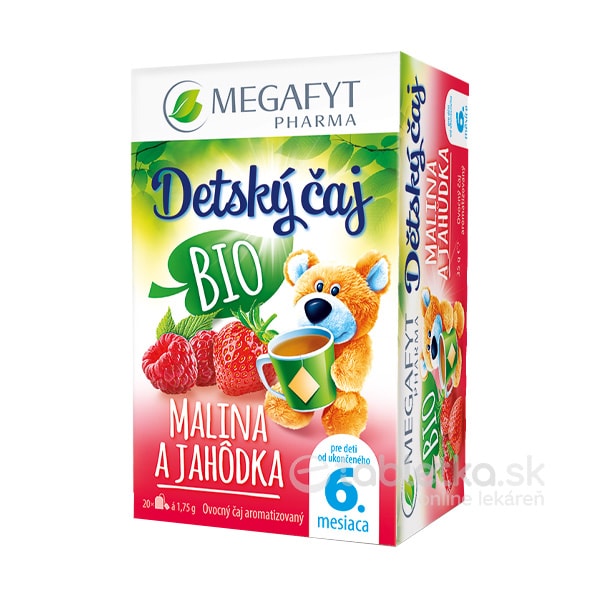 E-shop MEGAFYT Detský čaj BIO MALINA A JAHÔDKA ovocný čaj 6m+, 20x1,75g