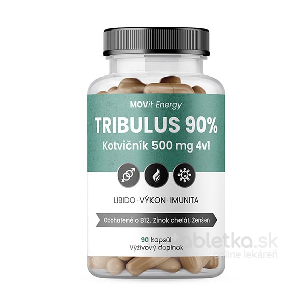 MOVit Tribulus 90% Kotvičník 500mg 4v1, 90cps
