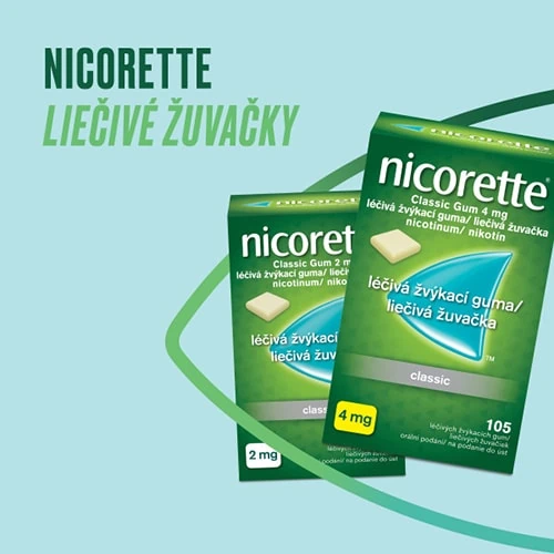 Liečivé Nicorette žuvačky Classic Gum