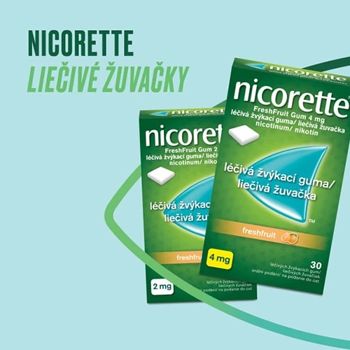 Liečivé Nicorette žuvačky Freshfruit