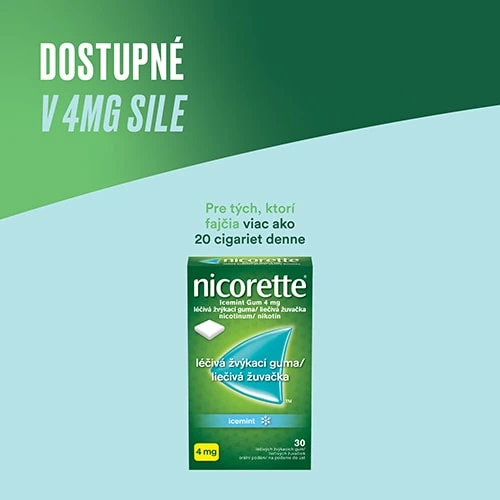 Nicorette žuvačky - dostupné v 4 mg verzii