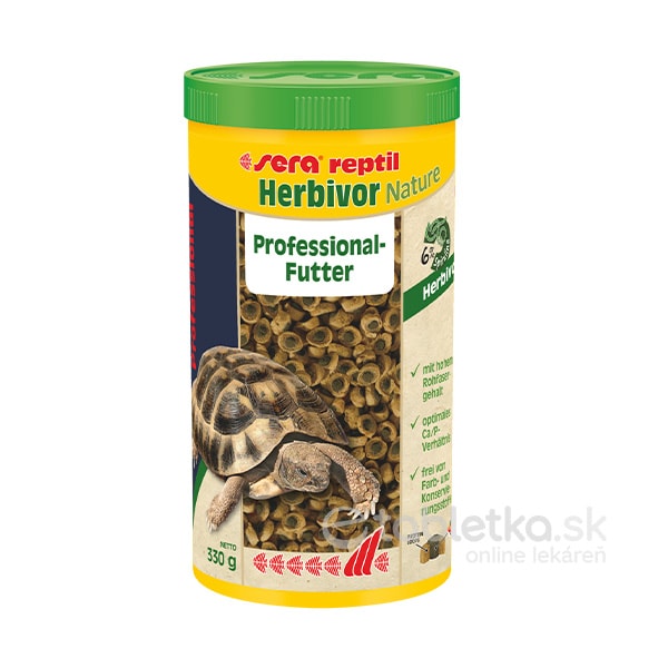 E-shop Sera Reptil Professional Herbivor Nature krmivo pre rastlinožravé reptílie, suchozemské korytnačky a leguány 1000ml